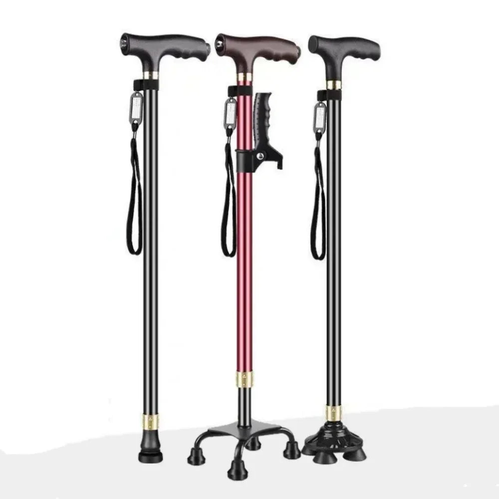 LED Walking Stick for Elderly – Adjustable Aluminum Support Cane with Non-Slip Base