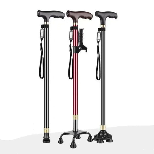 LED Walking Stick for Elderly – Adjustable Aluminum Support Cane with Non-Slip Base