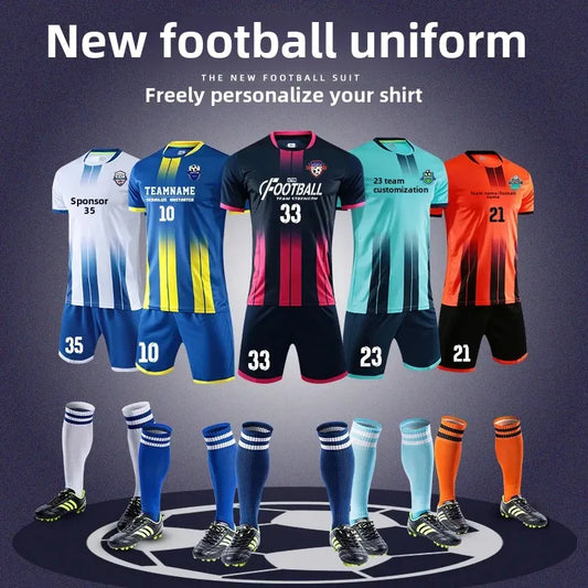 Men's Custom Football Kit Competition Teamwear Children's Sports Apparel Printed Training Clothes Football Match Uniform